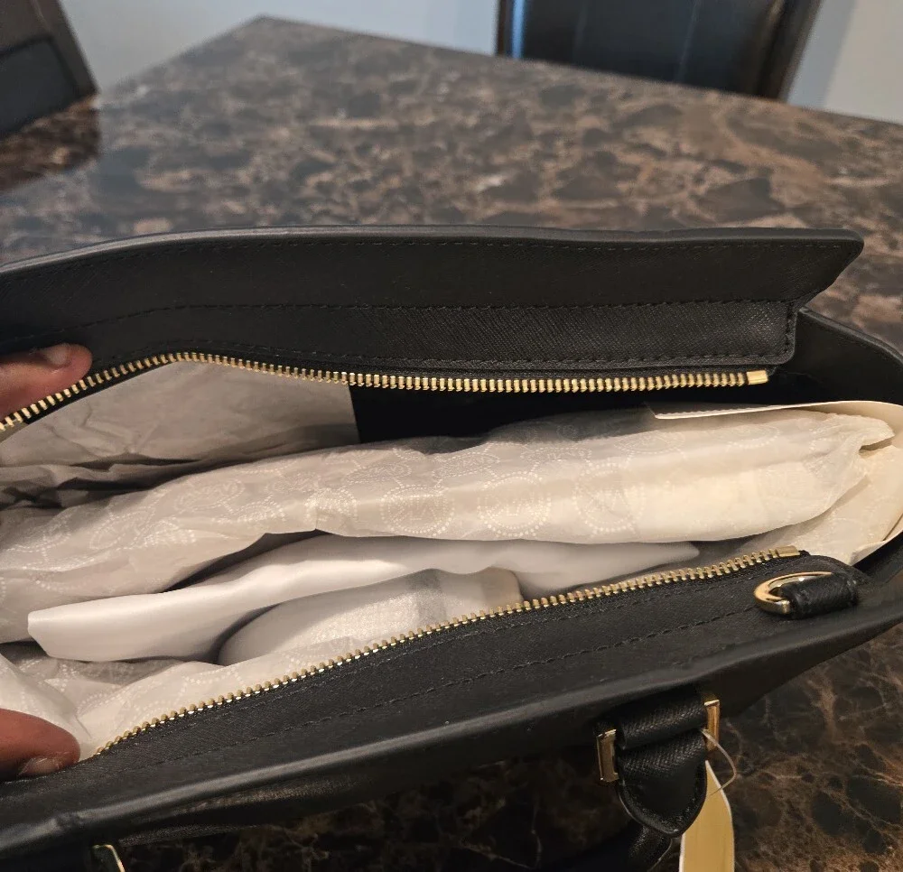 Michael Kors Black Saffiano Leather Satchel with Gold Hardware
